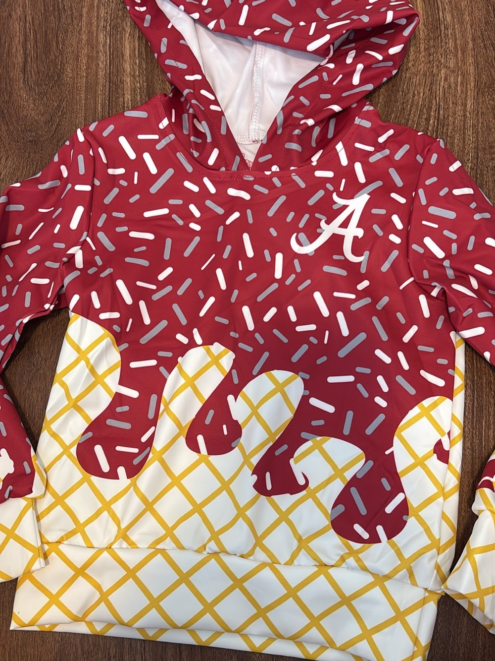 Alabama Crimson Tide Kids Red & White Hooded Pullover Ice Cream Drip
